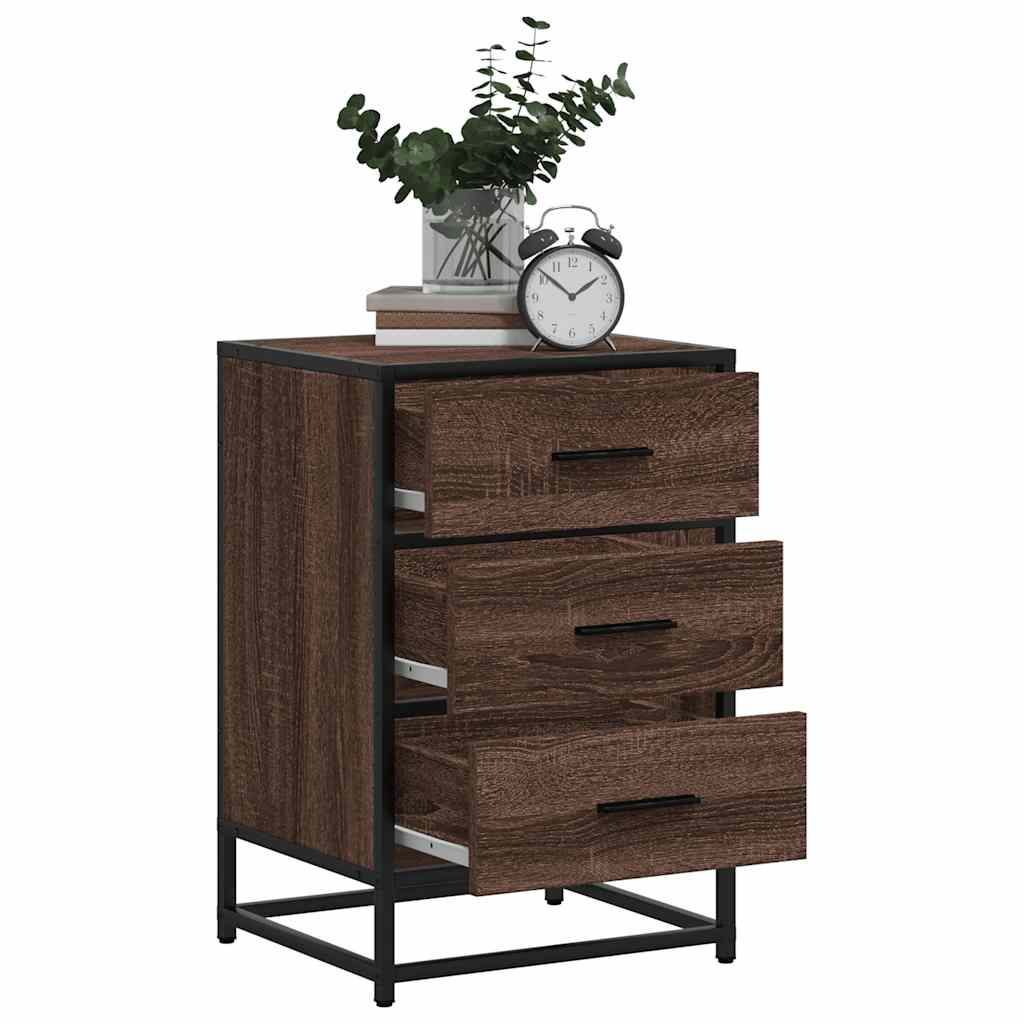 vidaXL Nachtkastje 40x34,5x60 cm bewerkt hout en metaal zwart - Aashly