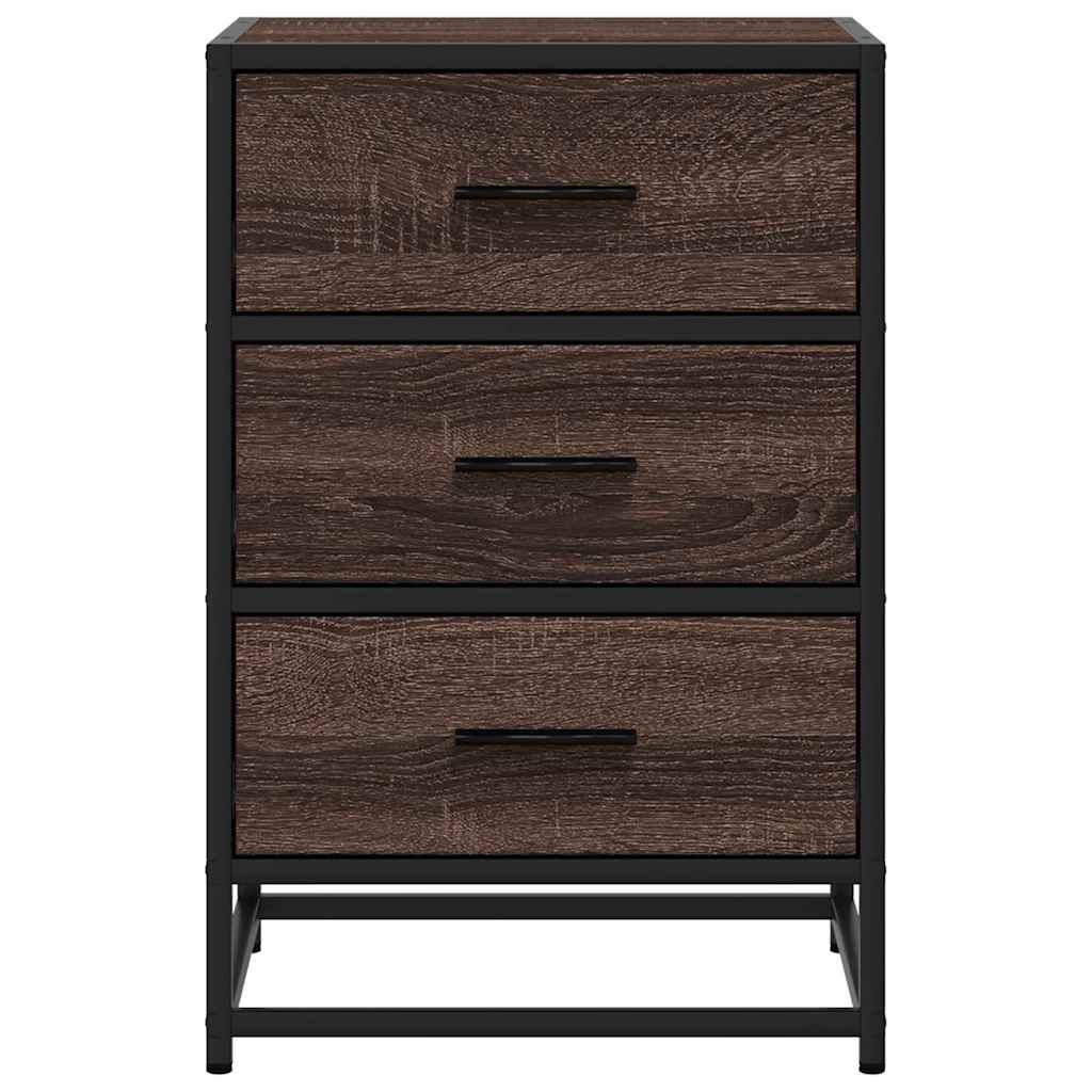 vidaXL Nachtkastje 40x34,5x60 cm bewerkt hout en metaal zwart - Aashly