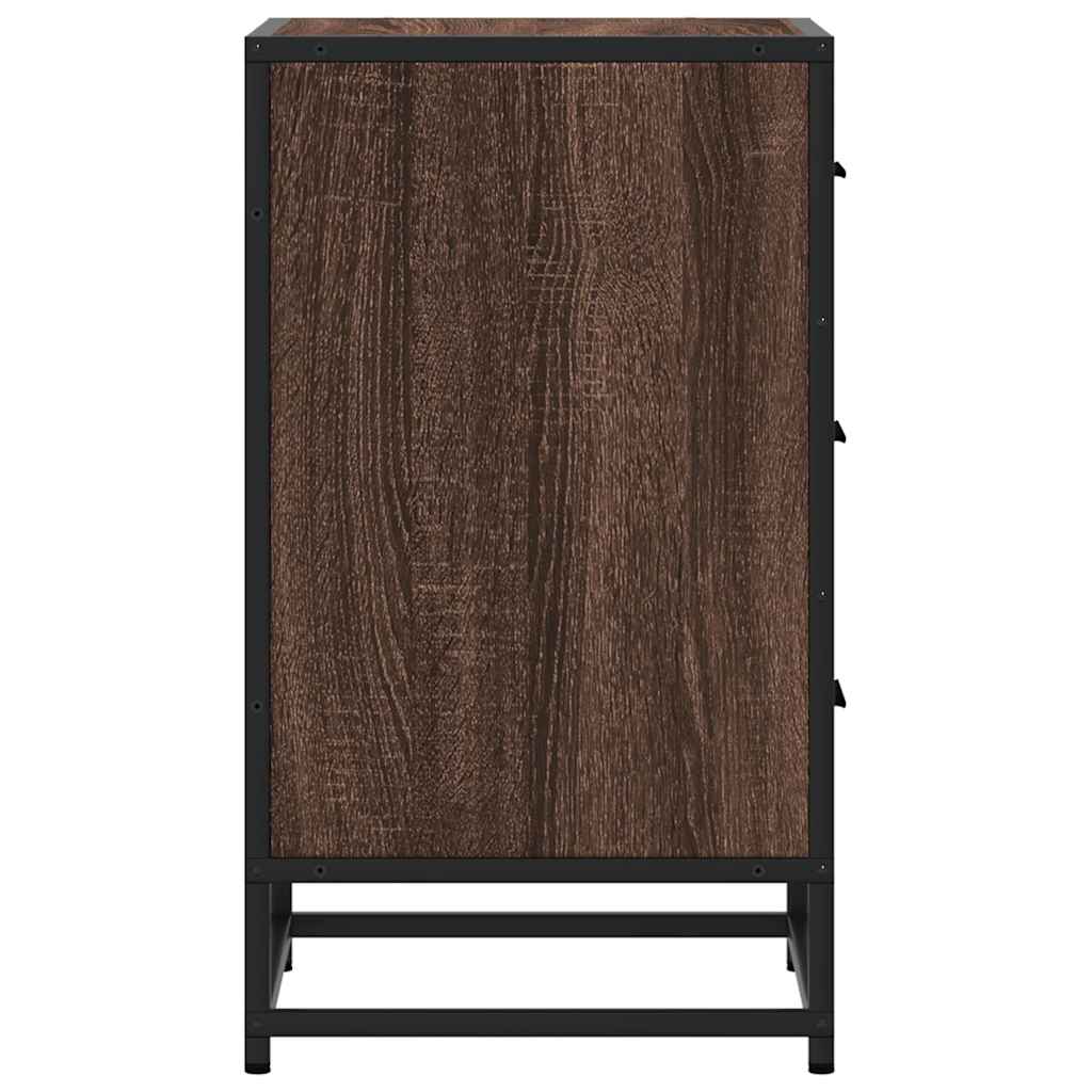 vidaXL Nachtkastje 40x34,5x60 cm bewerkt hout en metaal zwart - Aashly