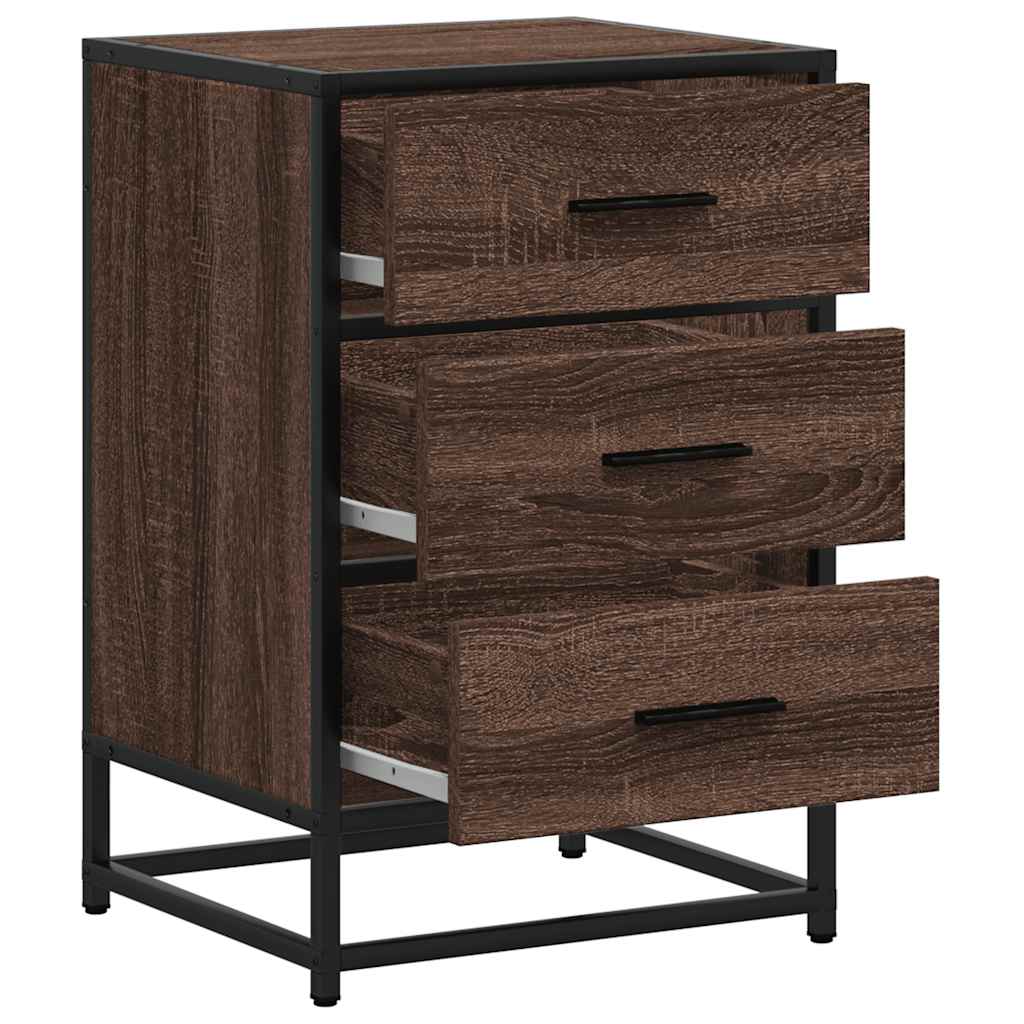 vidaXL Nachtkastje 40x34,5x60 cm bewerkt hout en metaal zwart - Aashly