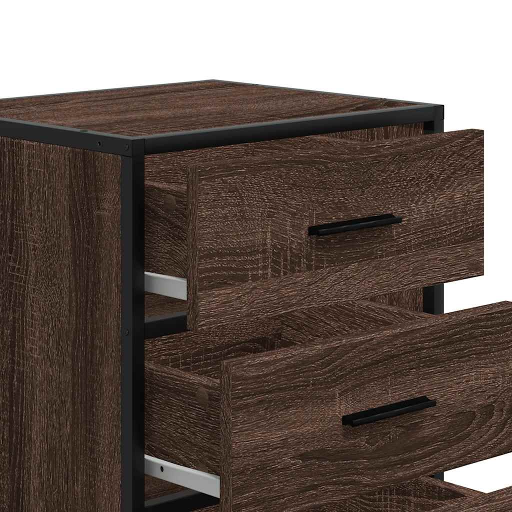 vidaXL Nachtkastje 40x34,5x60 cm bewerkt hout en metaal zwart - Aashly