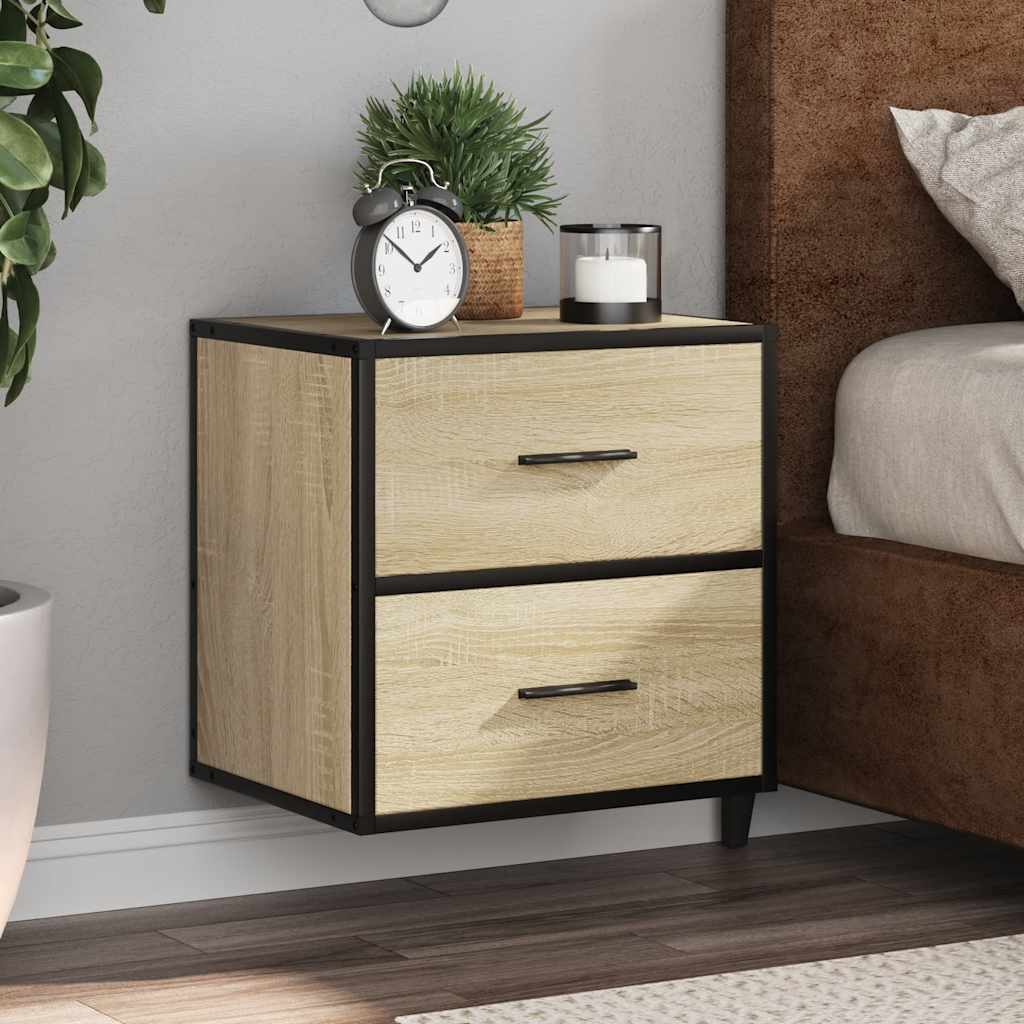 vidaXL Nachtkastjes 2st wandgemonteerd 40x31x39,5cm grijs sonoma eiken - Aashly