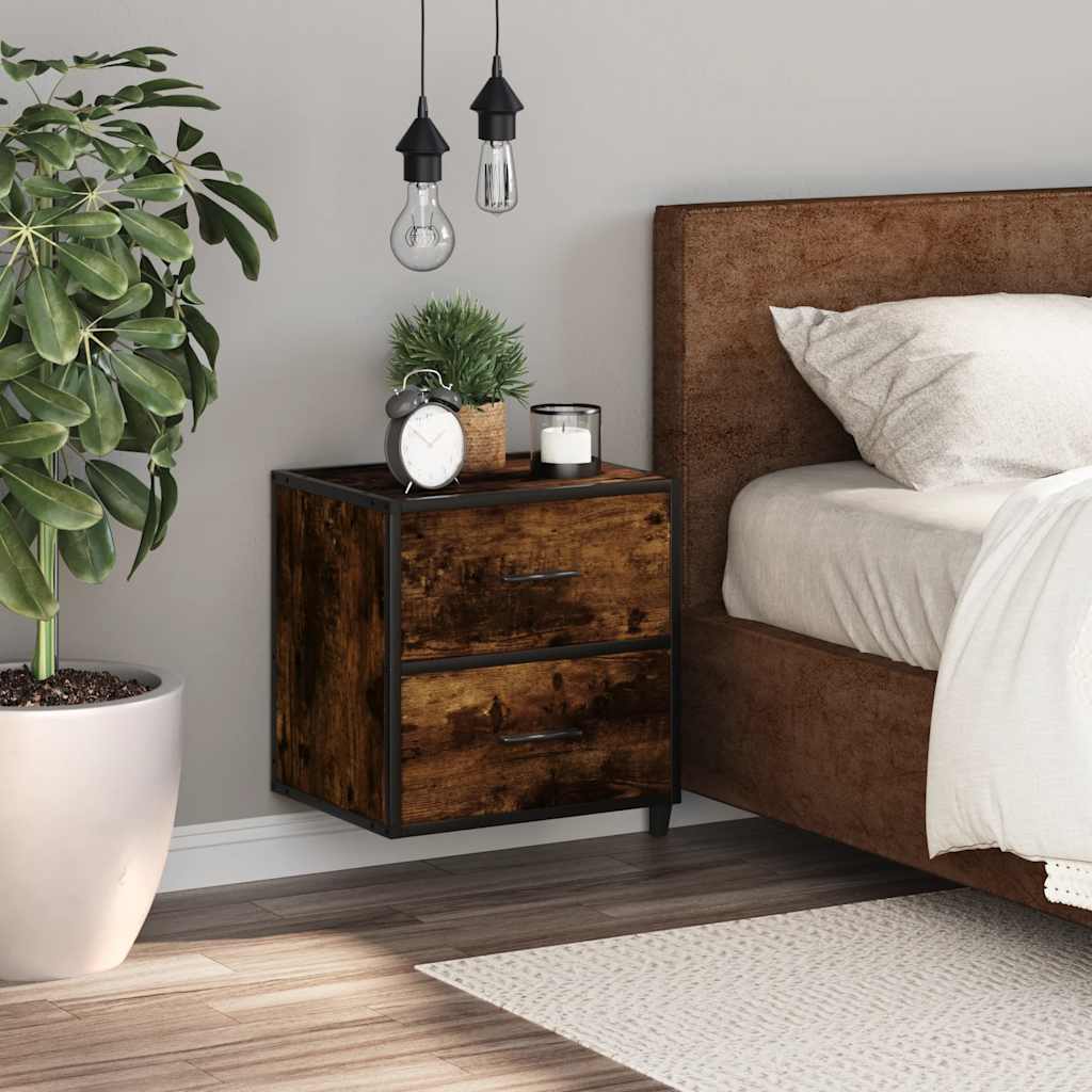 vidaXL Nachtkastjes 2st wandgemonteerd 40x31x39,5cm grijs sonoma eiken - Aashly
