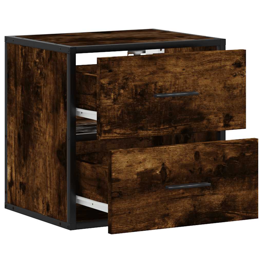 vidaXL Nachtkastjes 2st wandgemonteerd 40x31x39,5cm grijs sonoma eiken - Aashly