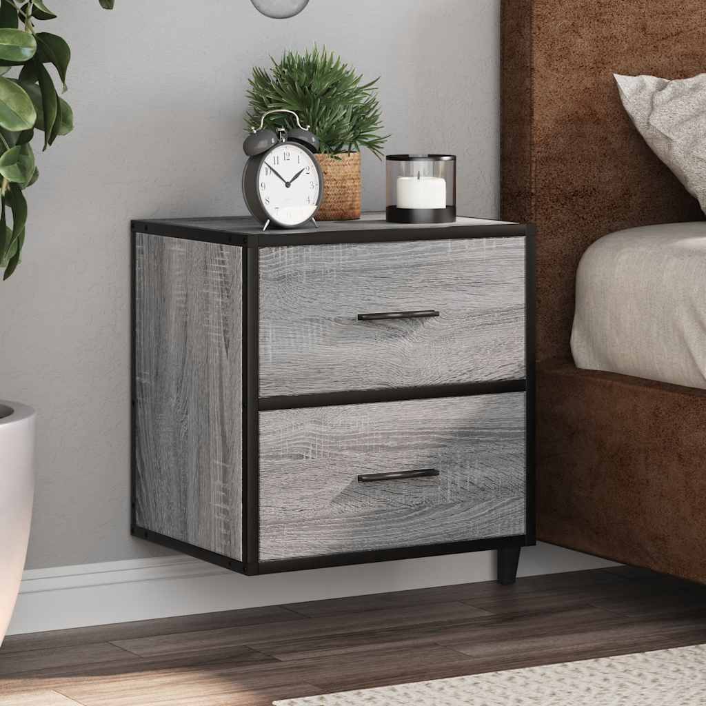 vidaXL Nachtkastjes 2st wandgemonteerd 40x31x39,5cm grijs sonoma eiken - Aashly