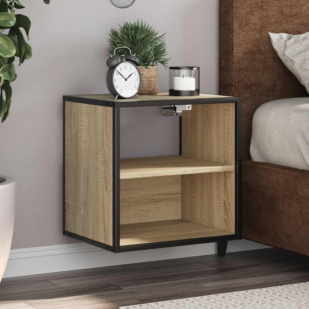 vidaXL Nachtkastje wandgemonteerd 40x31x39,5cm grijs sonoma eikenkleur - Aashly