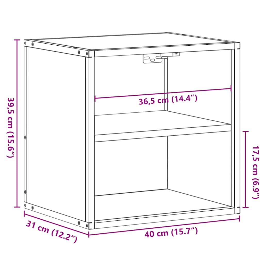 vidaXL Nachtkastje wandgemonteerd 40x31x39,5cm grijs sonoma eikenkleur - Aashly