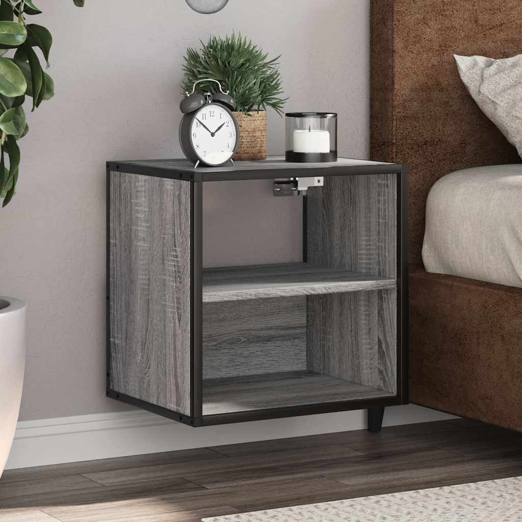 vidaXL Nachtkastje wandgemonteerd 40x31x39,5cm grijs sonoma eikenkleur - Aashly
