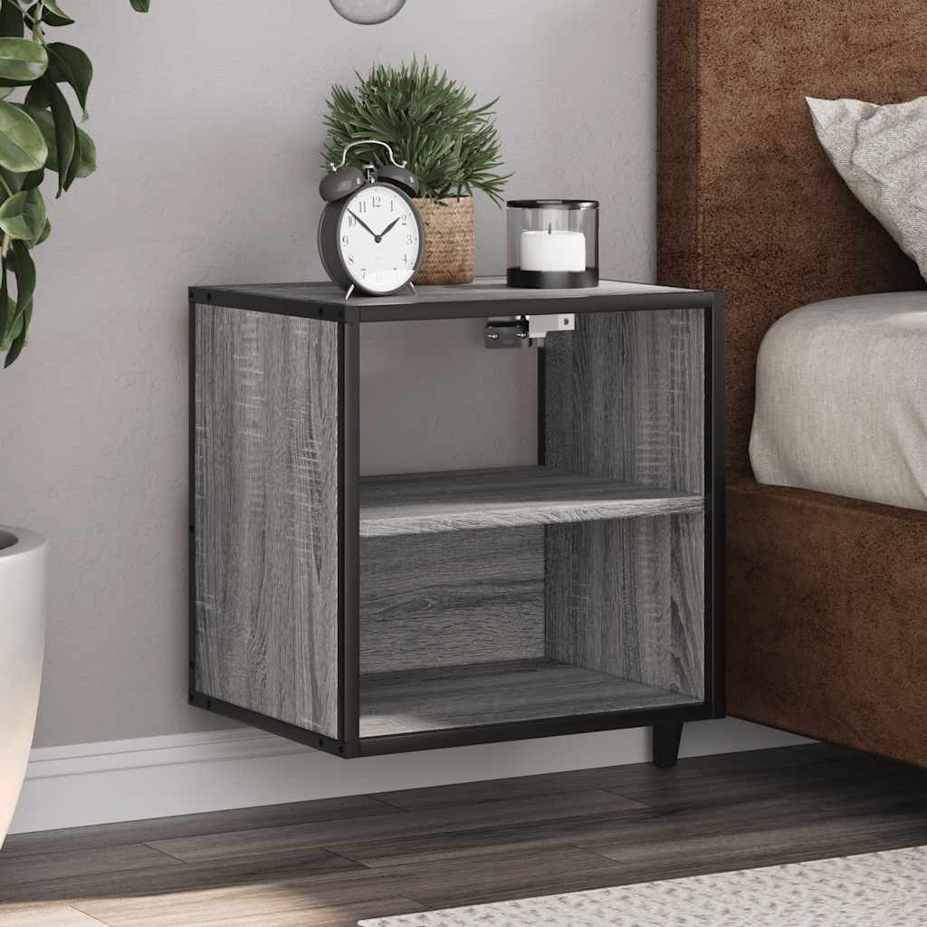 vidaXL Nachtkastje wandgemonteerd 40x31x39,5cm grijs sonoma eikenkleur - Aashly