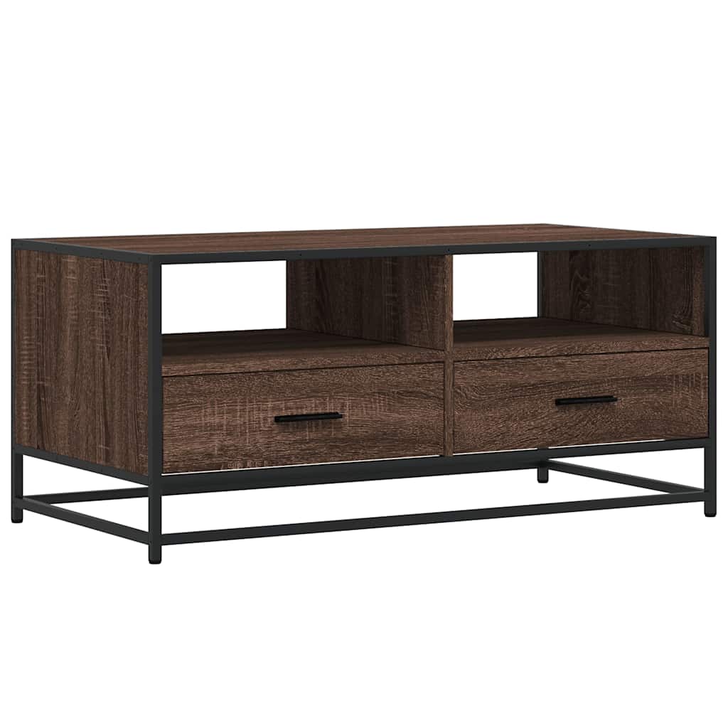 vidaXL Salontafel 100x50x45 cm bewerkt hout en metaal gerookt eiken - Aashly