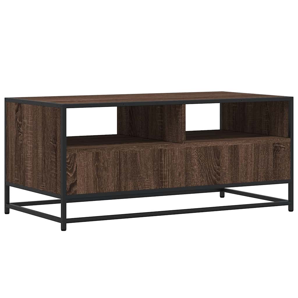 vidaXL Salontafel 100x50x45 cm bewerkt hout en metaal gerookt eiken - Aashly