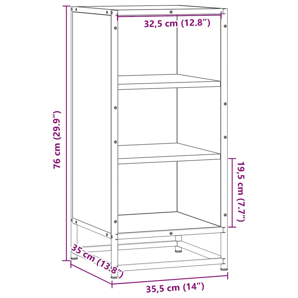 vidaXL Dressoir 35,5x35x76 cm bewerkt hout en metaal gerookt eiken - Aashly