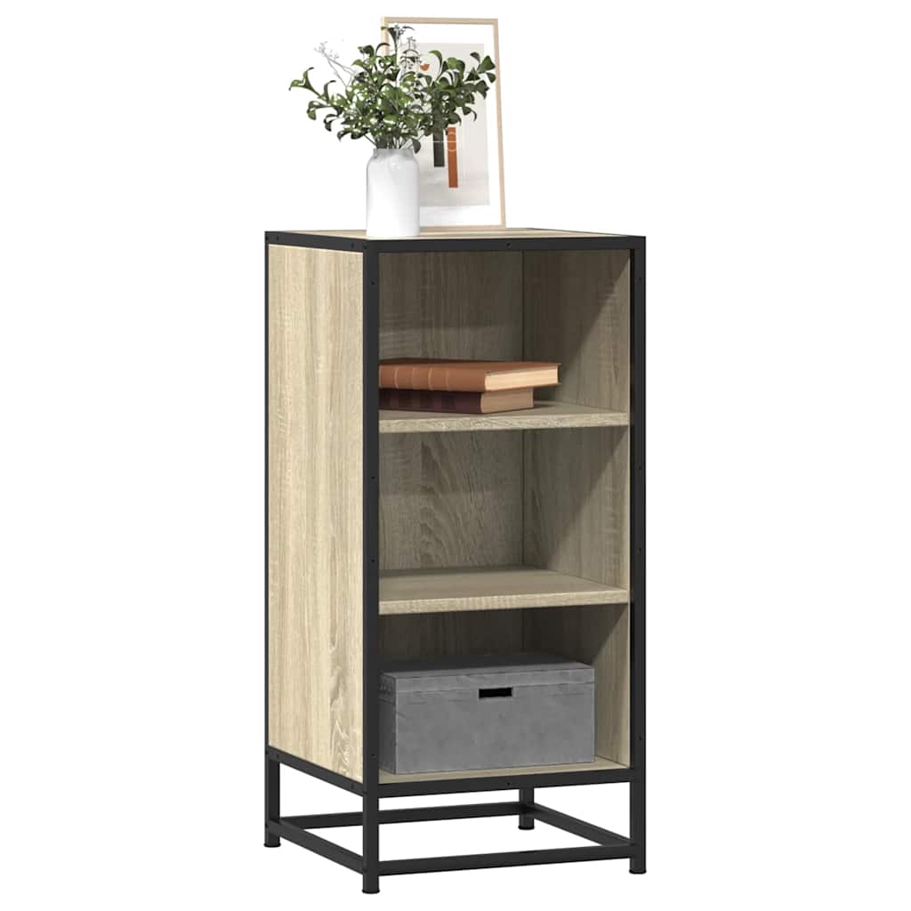 vidaXL Dressoir 35,5x35x76 cm bewerkt hout en metaal gerookt eiken - Aashly