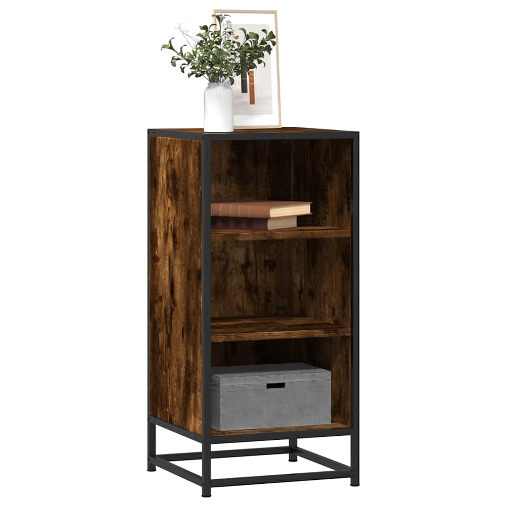 vidaXL Dressoir 35,5x35x76 cm bewerkt hout en metaal gerookt eiken - Aashly