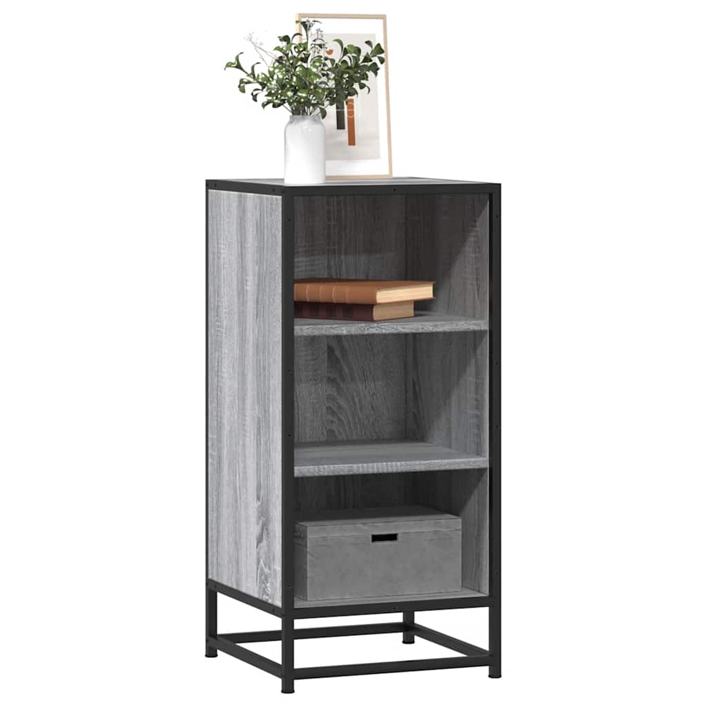 vidaXL Dressoir 35,5x35x76 cm bewerkt hout en metaal gerookt eiken - Aashly
