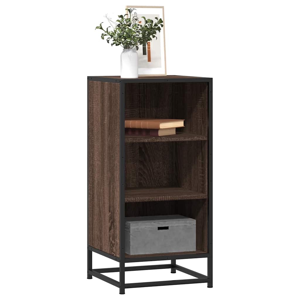 vidaXL Dressoir 35,5x35x76 cm bewerkt hout en metaal gerookt eiken - Aashly