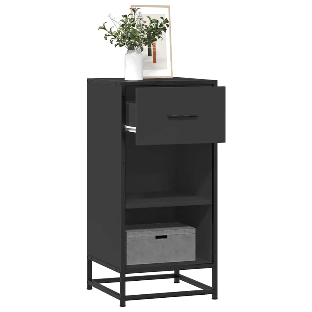 vidaXL Dressoir 35,5x35x76 cm bewerkt hout en metaal bruin eikenkleur - Aashly