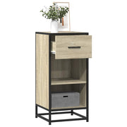 vidaXL Dressoir 35,5x35x76 cm bewerkt hout en metaal bruin eikenkleur - Aashly