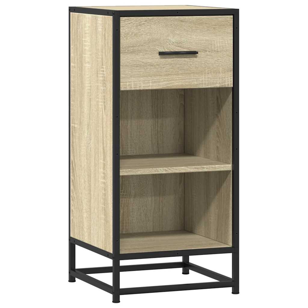 vidaXL Dressoir 35,5x35x76 cm bewerkt hout en metaal bruin eikenkleur - Aashly