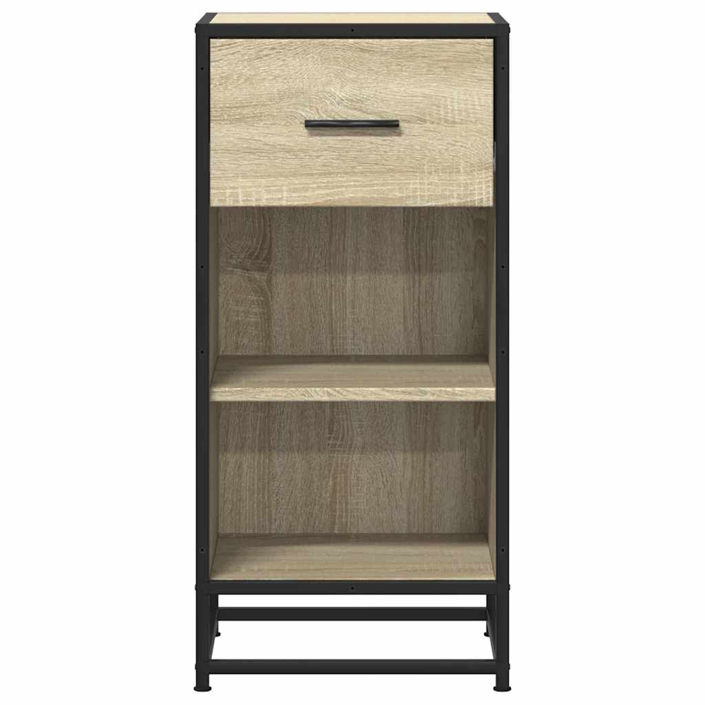 vidaXL Dressoir 35,5x35x76 cm bewerkt hout en metaal bruin eikenkleur - Aashly
