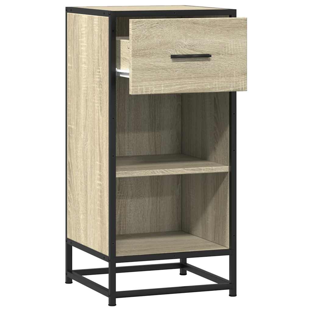 vidaXL Dressoir 35,5x35x76 cm bewerkt hout en metaal bruin eikenkleur - Aashly