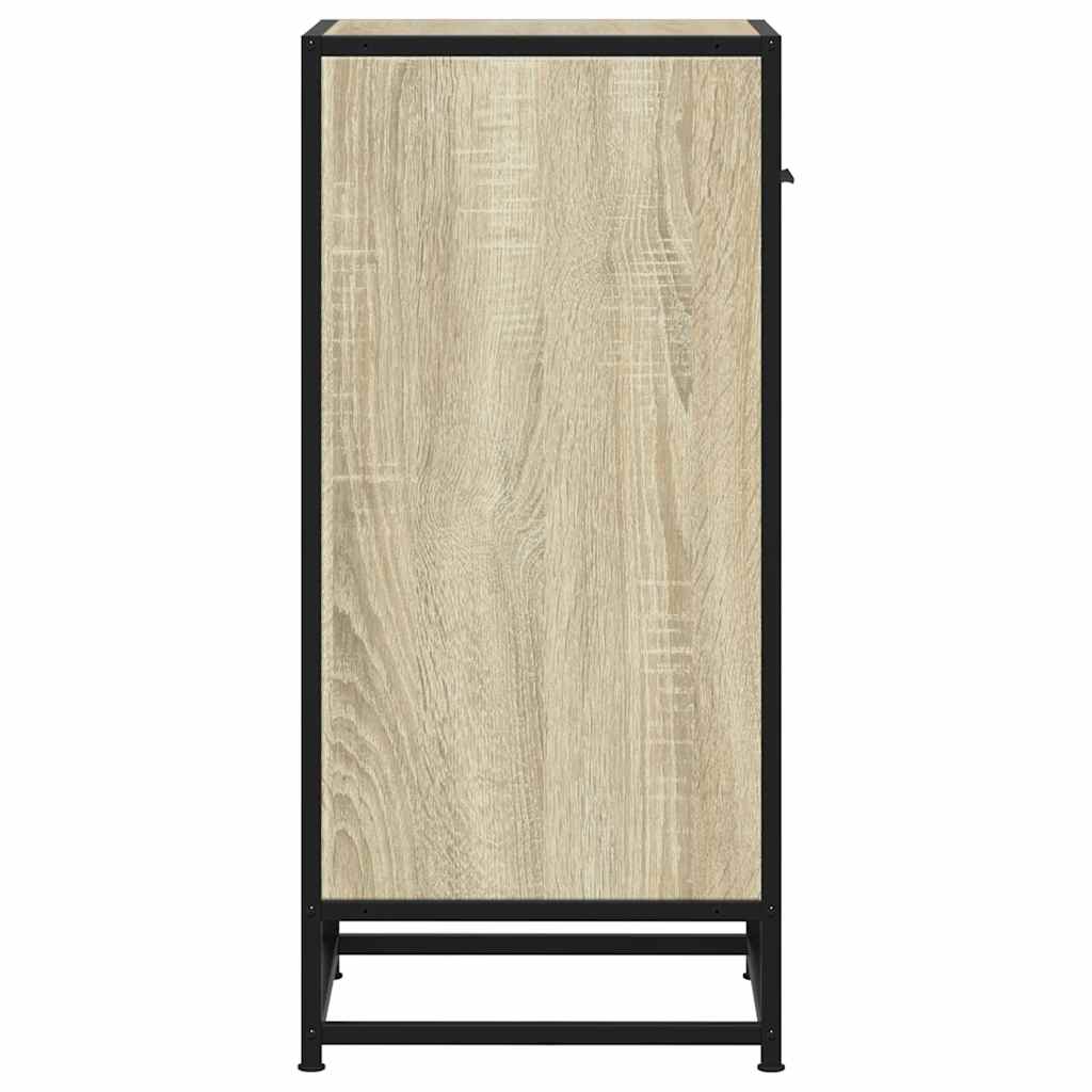 vidaXL Dressoir 35,5x35x76 cm bewerkt hout en metaal bruin eikenkleur - Aashly