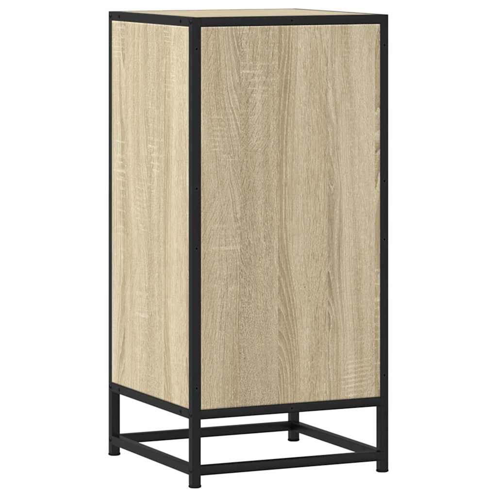 vidaXL Dressoir 35,5x35x76 cm bewerkt hout en metaal bruin eikenkleur - Aashly