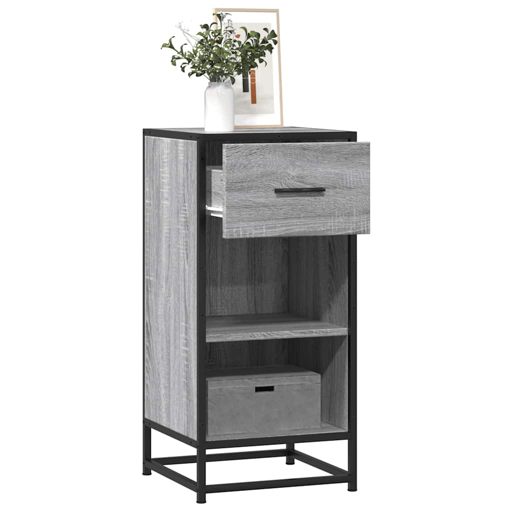 vidaXL Dressoir 35,5x35x76 cm bewerkt hout en metaal bruin eikenkleur - Aashly