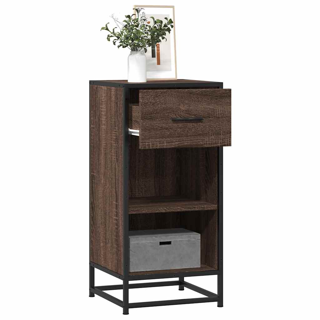 vidaXL Dressoir 35,5x35x76 cm bewerkt hout en metaal bruin eikenkleur - Aashly