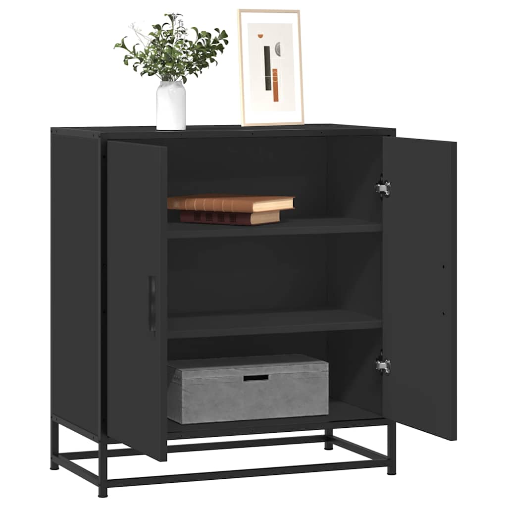 vidaXL Dressoir 68x35x76 cm bewerkt hout en metaal zwart - Aashly