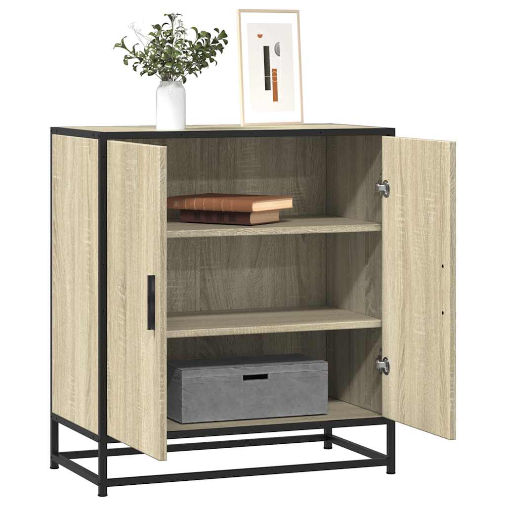 vidaXL Dressoir 68x35x76 cm bewerkt hout en metaal zwart - Aashly