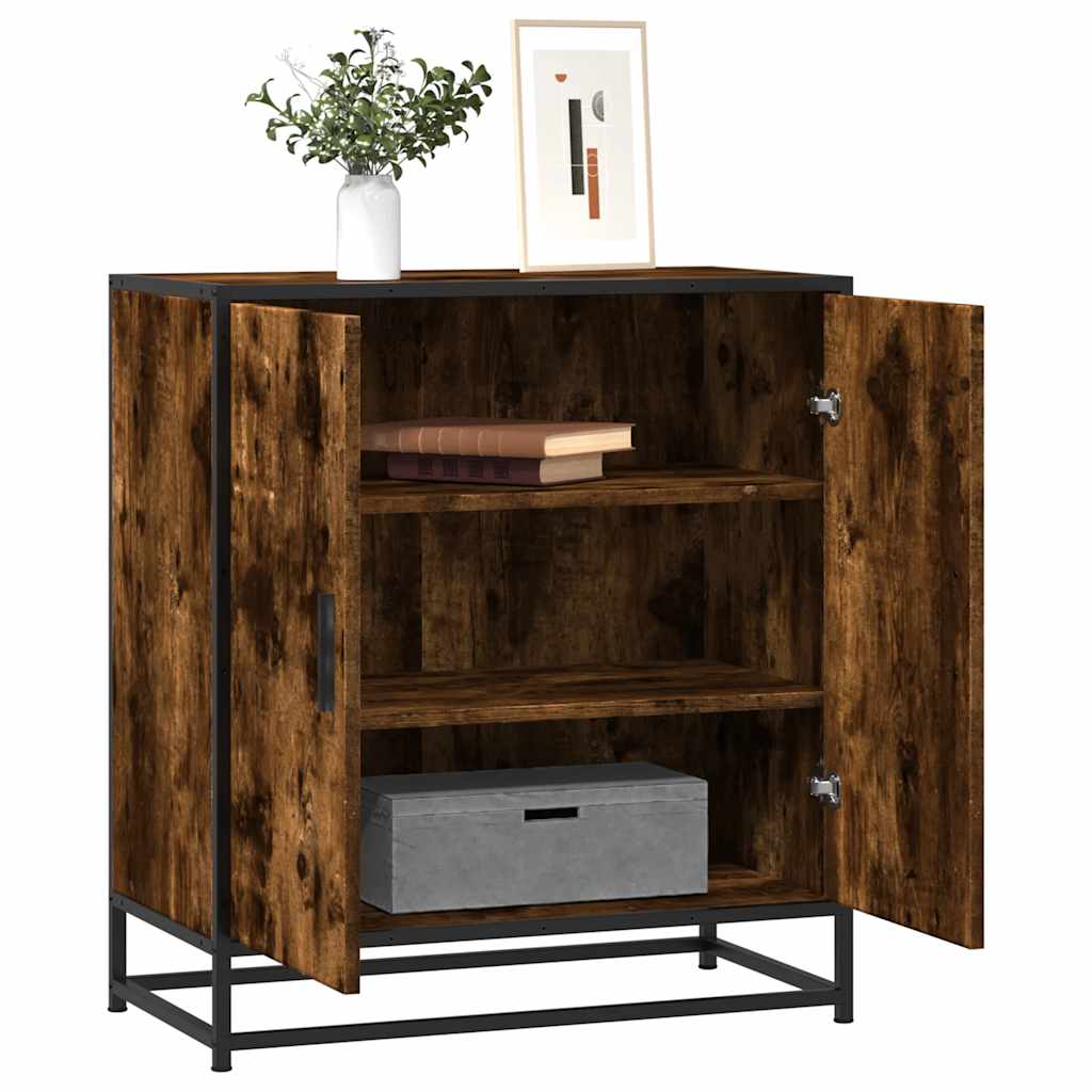 vidaXL Dressoir 68x35x76 cm bewerkt hout en metaal zwart - Aashly