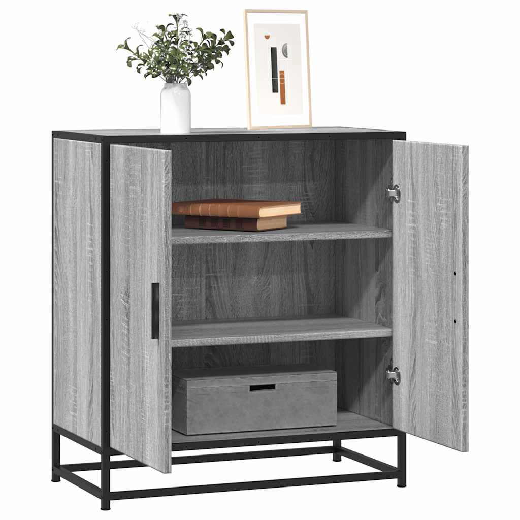 vidaXL Dressoir 68x35x76 cm bewerkt hout en metaal zwart - Aashly