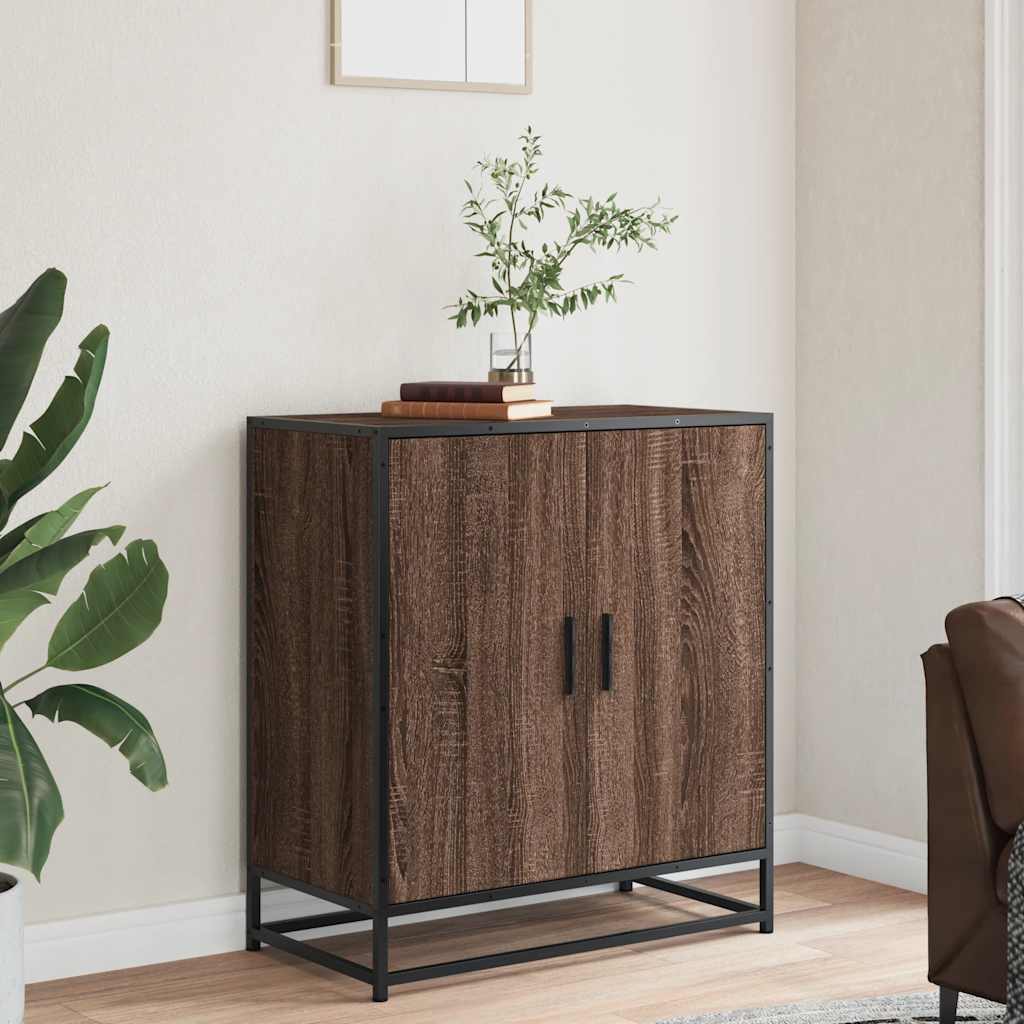 vidaXL Dressoir 68x35x76 cm bewerkt hout en metaal zwart - Aashly