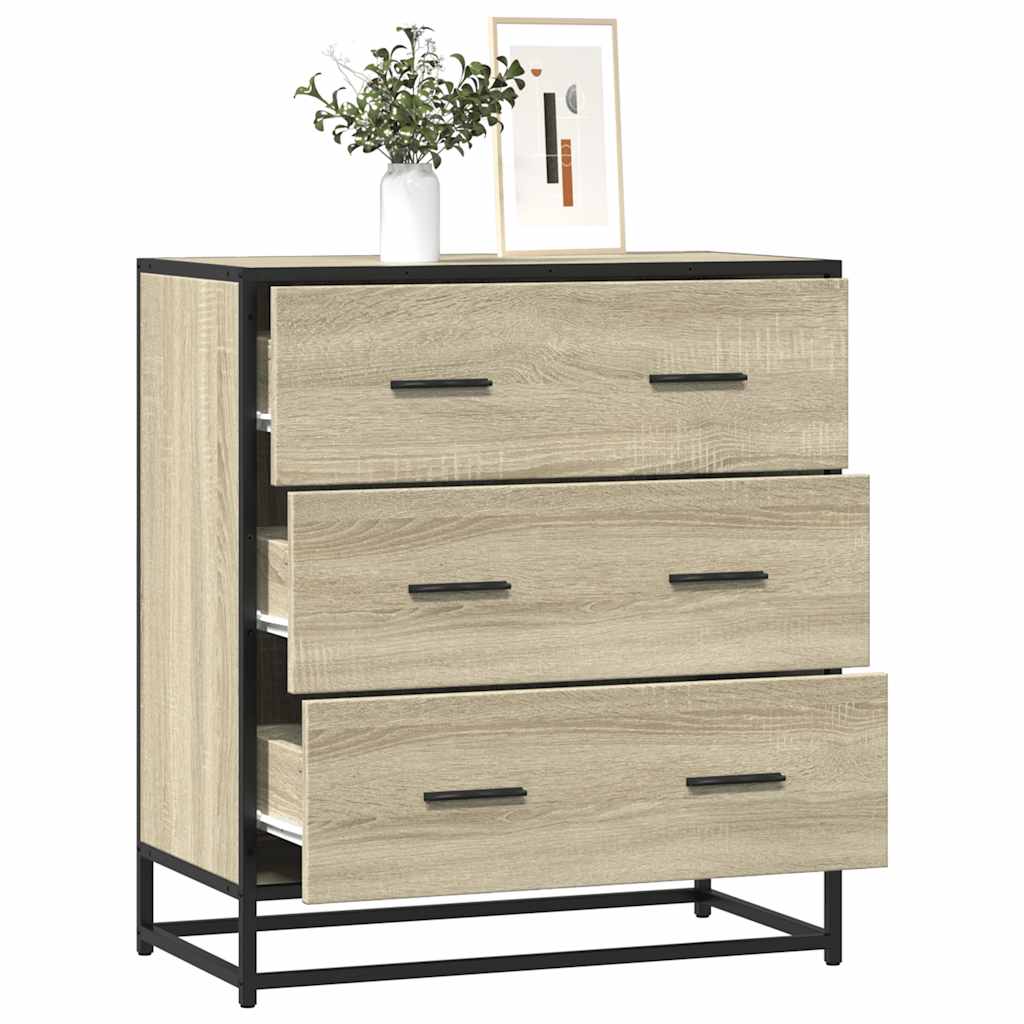 vidaXL Dressoir 68x35x76 cm bewerkt hout en metaal sonoma eikenkleur - Aashly