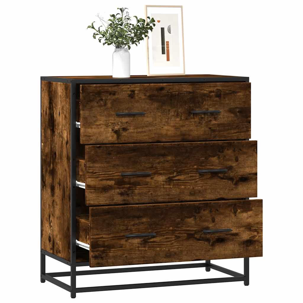 vidaXL Dressoir 68x35x76 cm bewerkt hout en metaal sonoma eikenkleur - Aashly