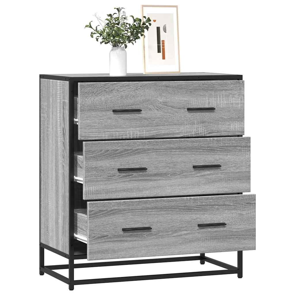 vidaXL Dressoir 68x35x76 cm bewerkt hout en metaal sonoma eikenkleur - Aashly