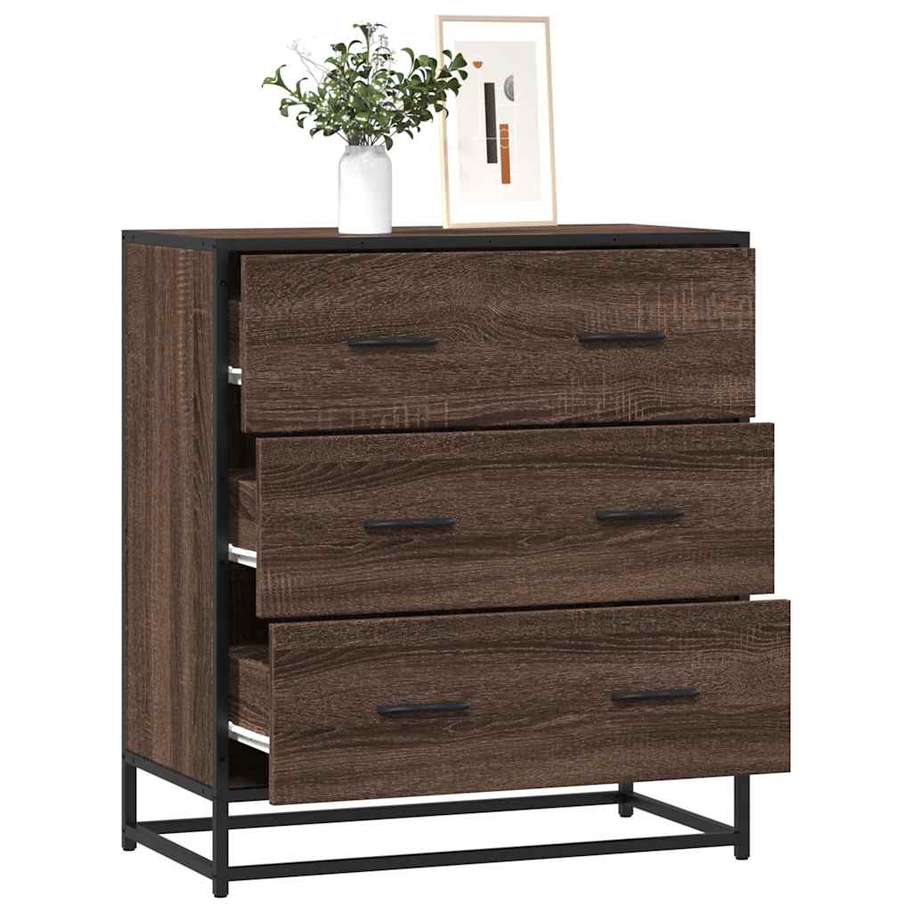 vidaXL Dressoir 68x35x76 cm bewerkt hout en metaal sonoma eikenkleur - Aashly
