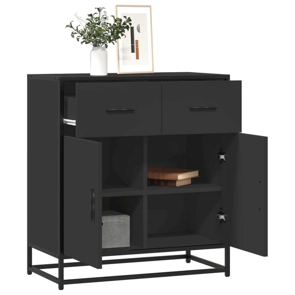 vidaXL Dressoir 68x35x76 cm bewerkt hout zwart - Aashly
