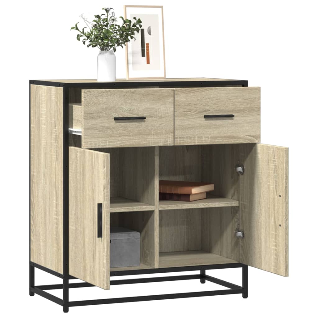 vidaXL Dressoir 68x35x76 cm bewerkt hout zwart - Aashly