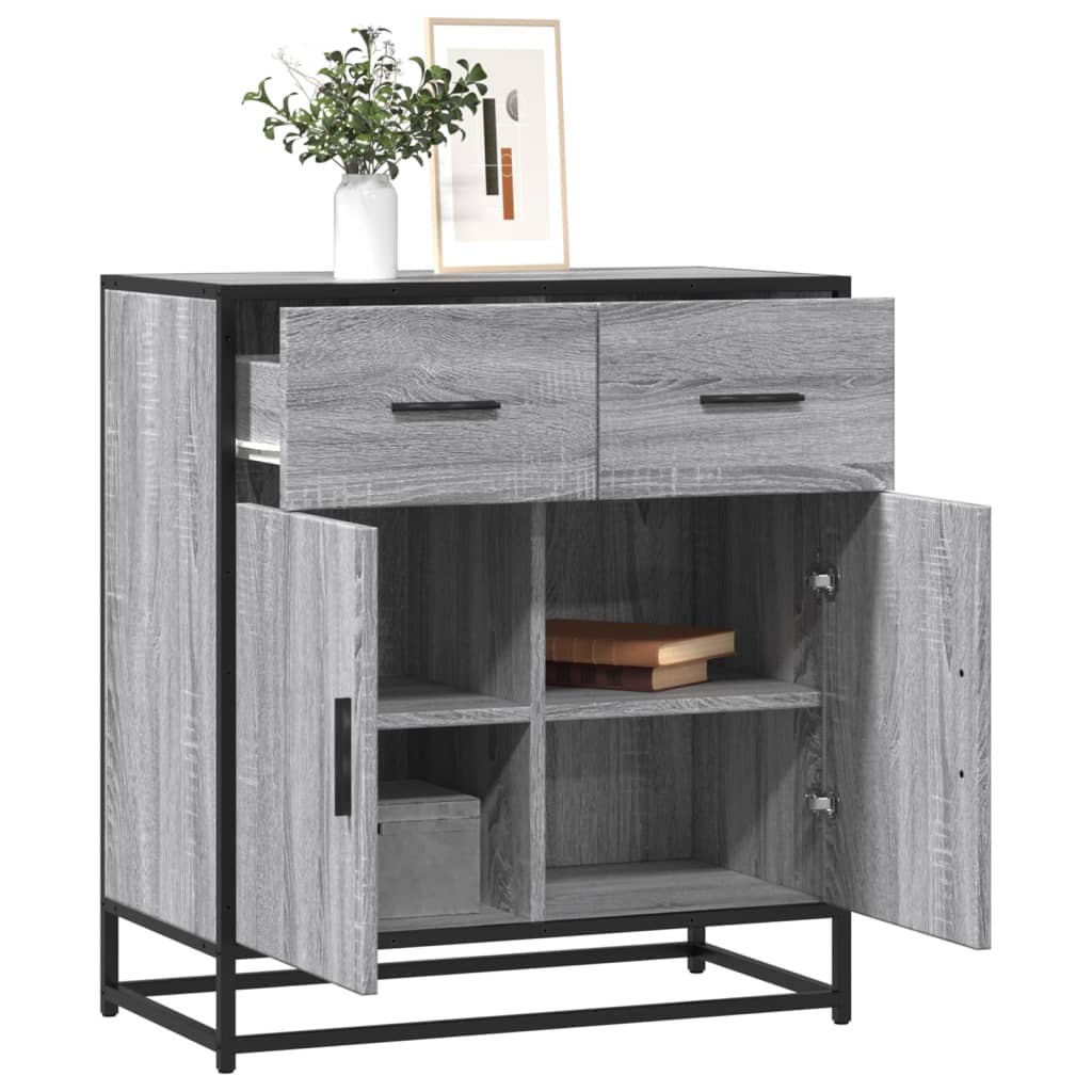 vidaXL Dressoir 68x35x76 cm bewerkt hout zwart - Aashly