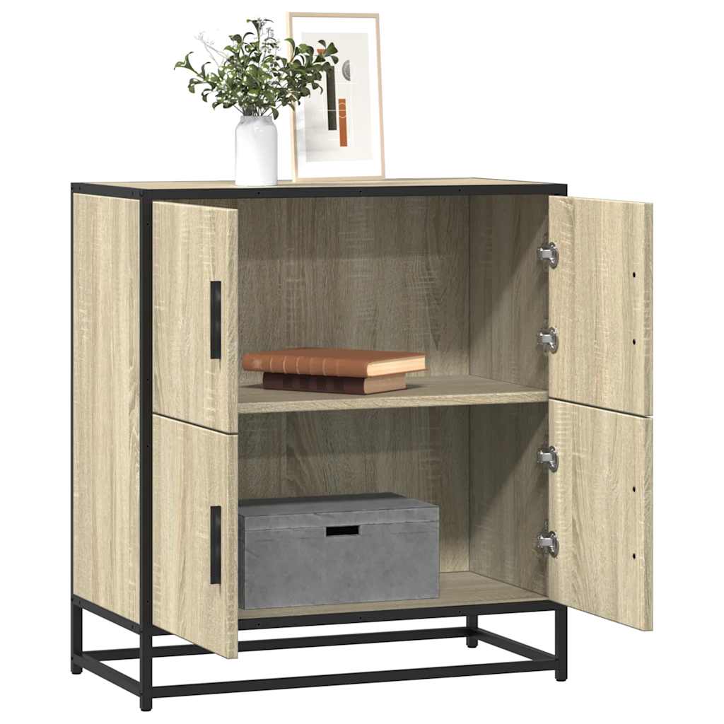 vidaXL Dressoir 68x35x76 cm bewerkt hout gerookt eikenkleurig - Aashly