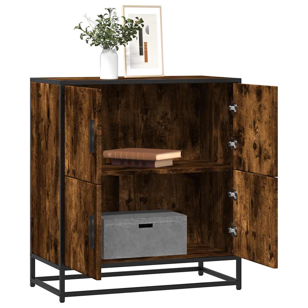 vidaXL Dressoir 68x35x76 cm bewerkt hout gerookt eikenkleurig - Aashly