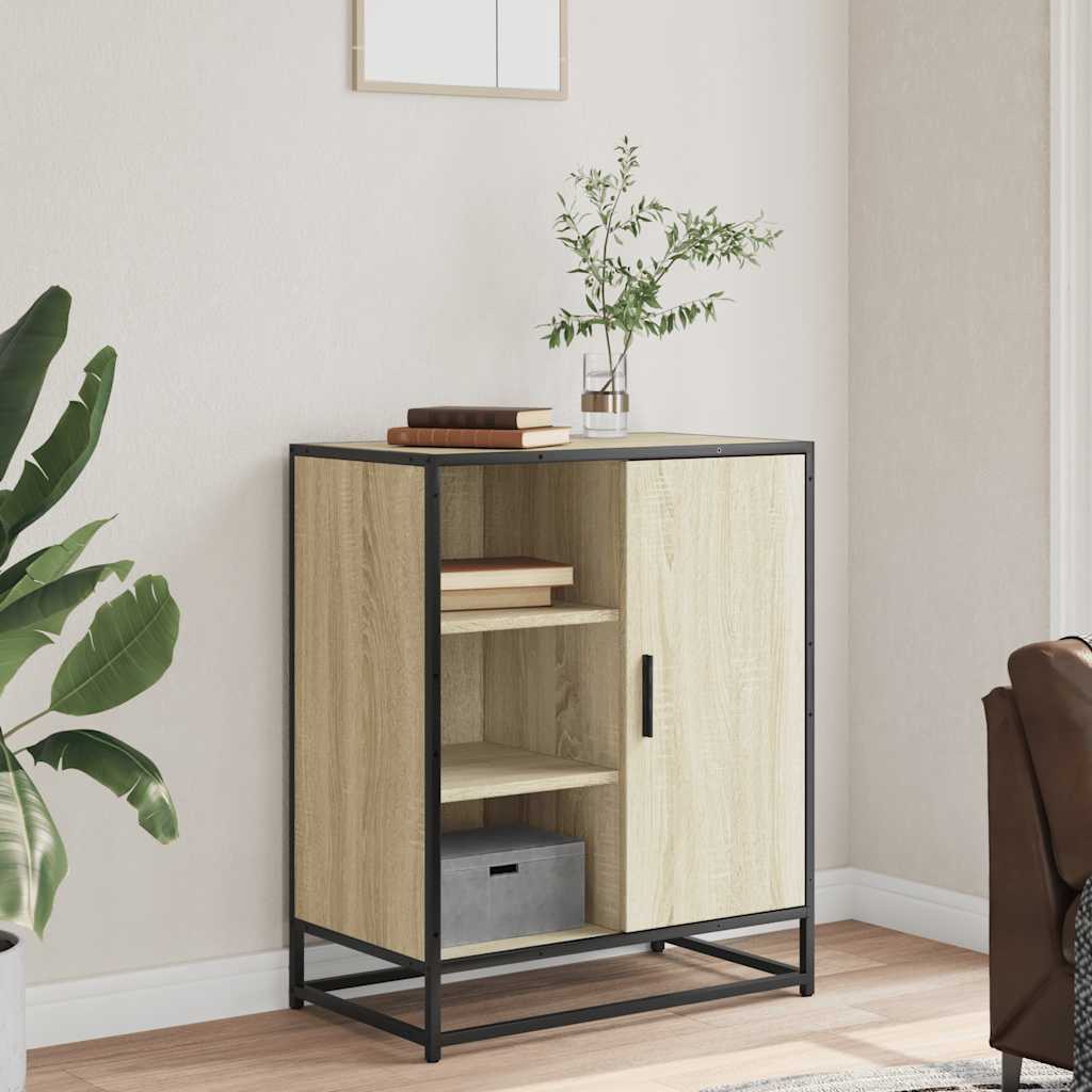 vidaXL Dressoir 62x35x76 cm bewerkt hout bruin eikenkleur - Aashly