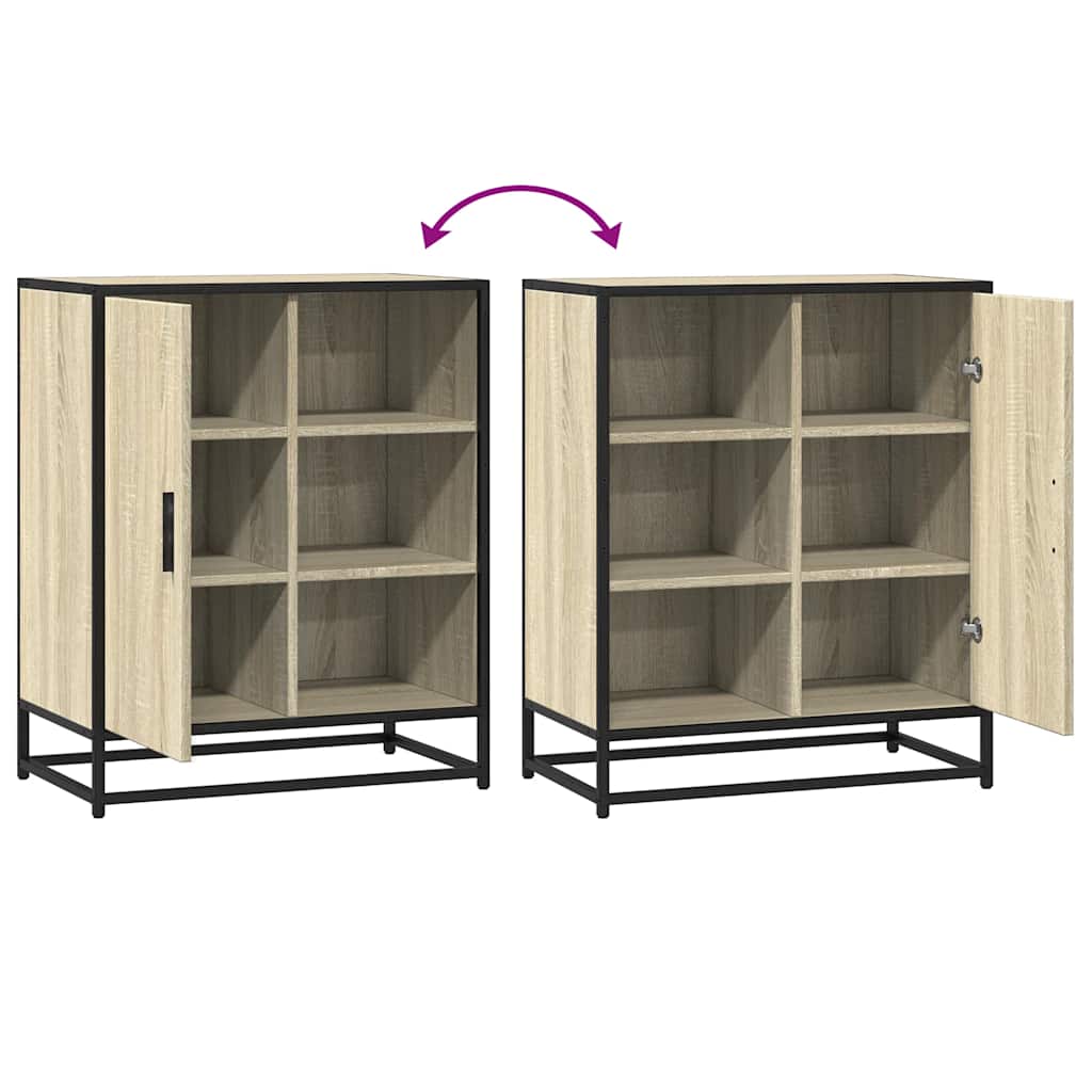 vidaXL Dressoir 62x35x76 cm bewerkt hout bruin eikenkleur - Aashly