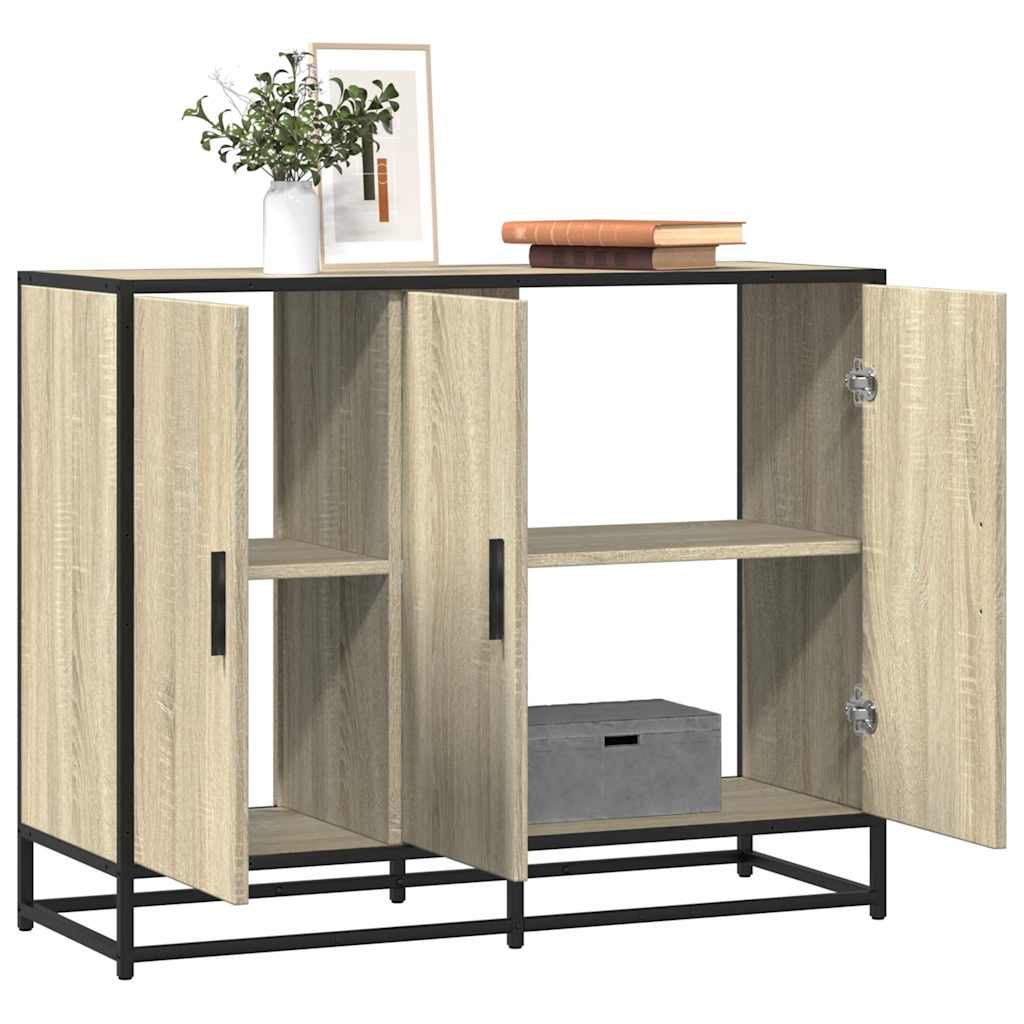 vidaXL Dressoir 94x35x76 cm bewerkt hout gerookt eikenkleurig - Aashly