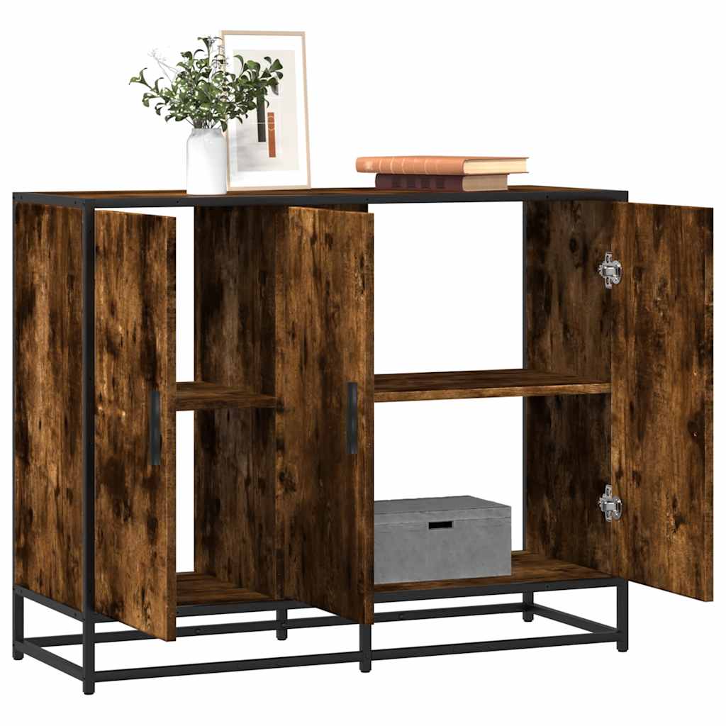 vidaXL Dressoir 94x35x76 cm bewerkt hout gerookt eikenkleurig - Aashly