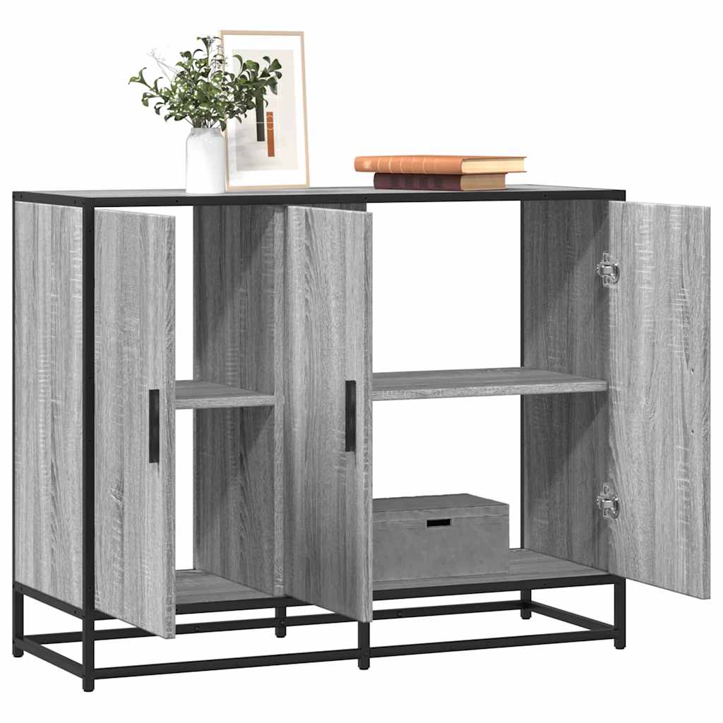 vidaXL Dressoir 94x35x76 cm bewerkt hout gerookt eikenkleurig - Aashly
