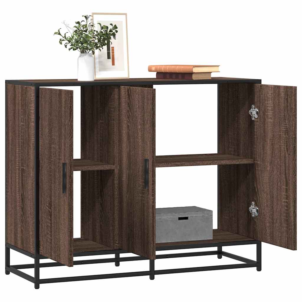 vidaXL Dressoir 94x35x76 cm bewerkt hout gerookt eikenkleurig - Aashly