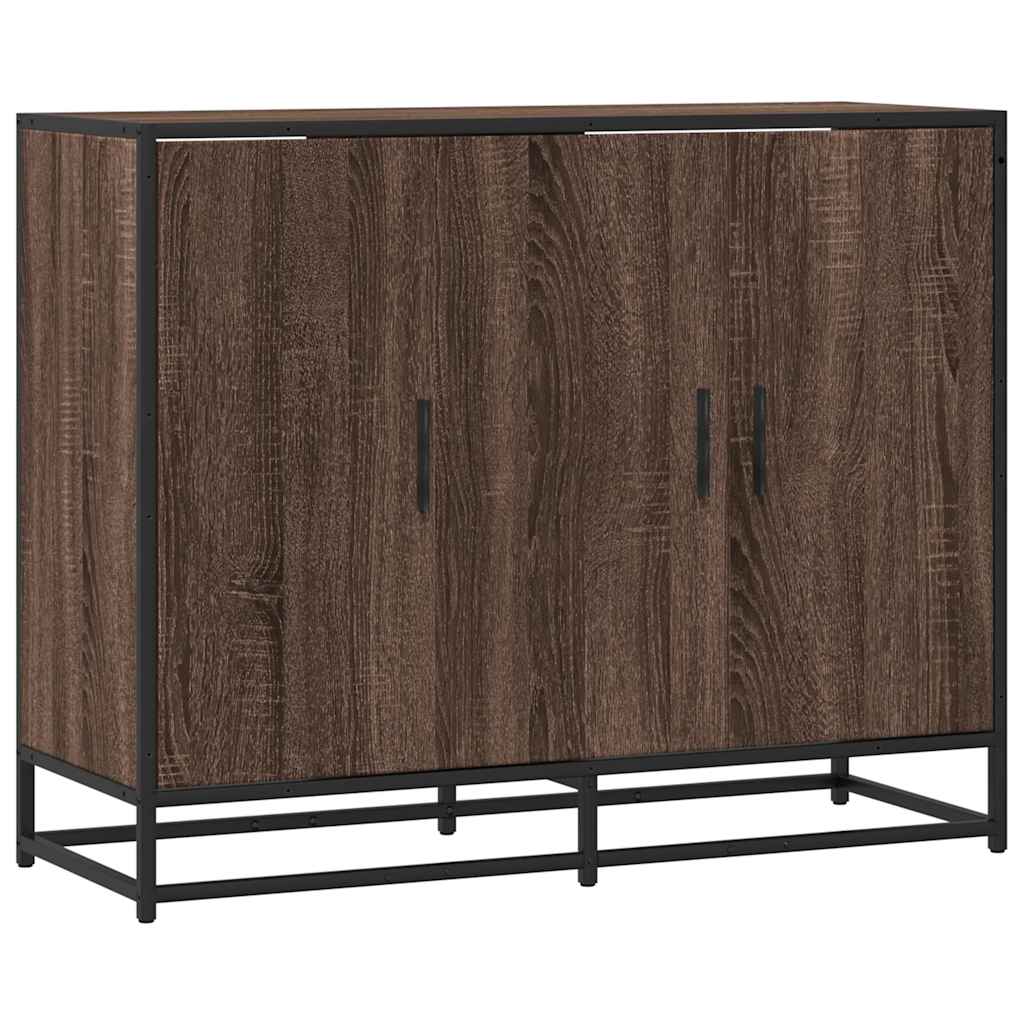 vidaXL Dressoir 94x35x76 cm bewerkt hout gerookt eikenkleurig - Aashly